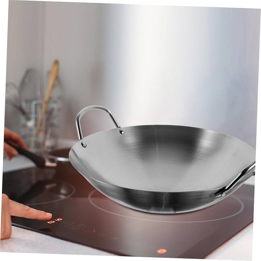 調理器具 na Amazon | Mikinona ステンレス製ダブルハンドル中華鍋 深型